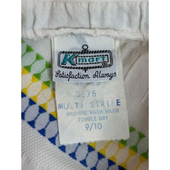 Kmart Vintage Rainbow Midi Skirt 1980s White A-Line Retro Fun - Picture 7 of 7